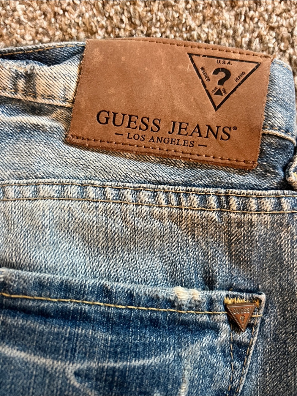 GUESS Falcon Slim Boot Men's Distressed 33/32 Jeans - Picture 7 of 8